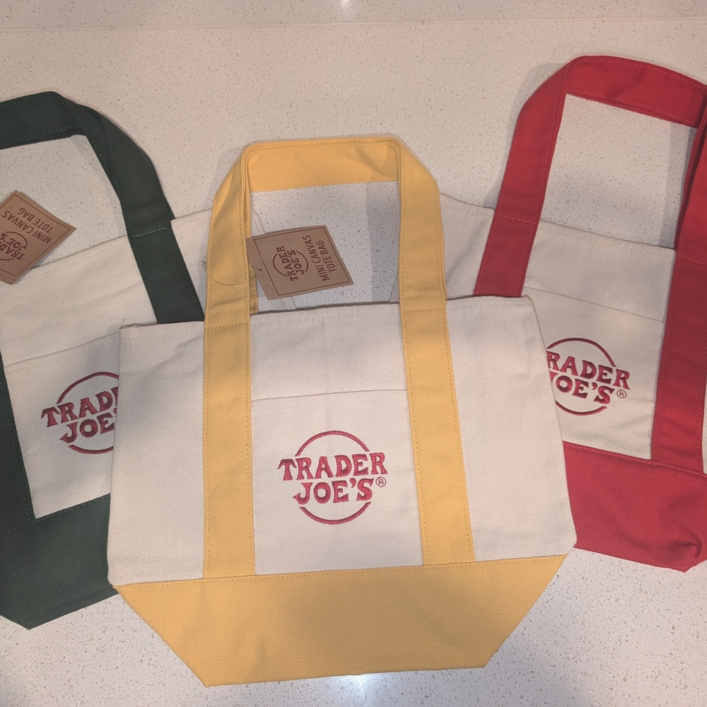 Trader Joe's MINI Canvas Tote Bags Set- Set Of 3!